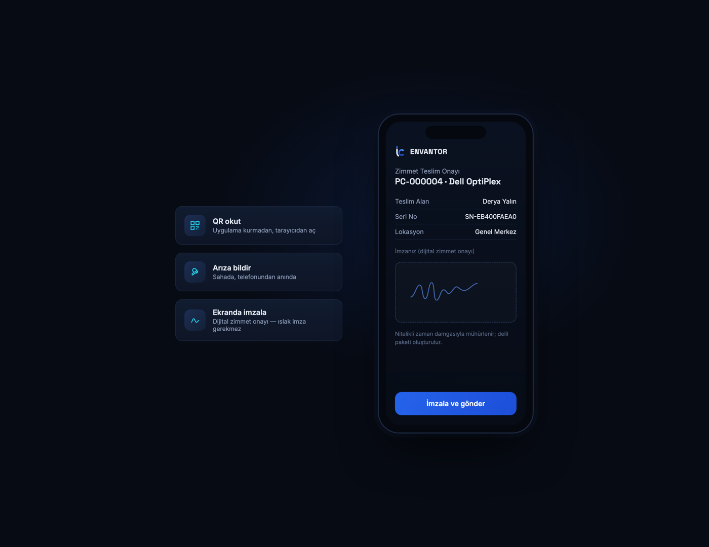 ENVANTOR mobil — QR ile saha erişimi