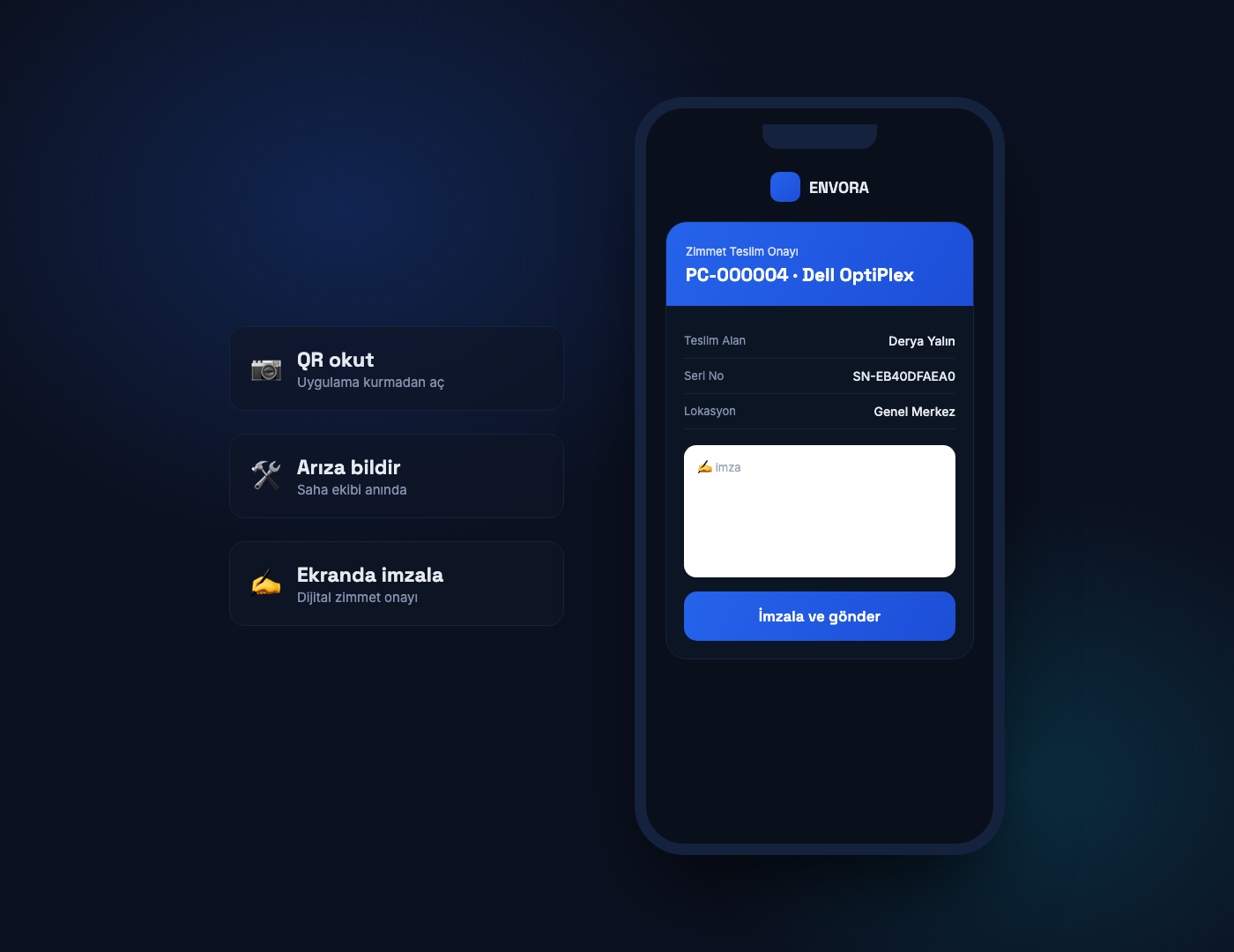 ENVORA mobil — QR ile saha erişimi